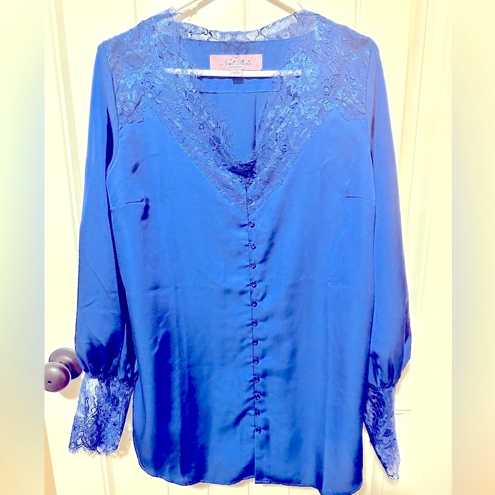 Nicole Richie Collection Royal Blue Satin Blouse